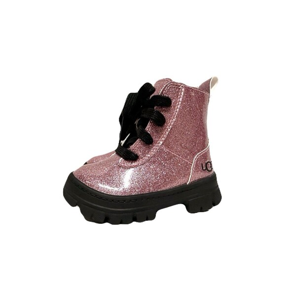 UGG Toddler Girls Size 6 Ashton Lace Up Sparkly Pink Glitter Boots EUC Size 6C - Picture 3 of 9